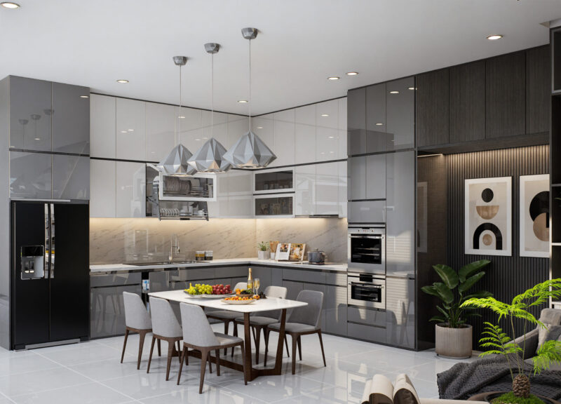 Tủ bếp gỗ công nghiệp 