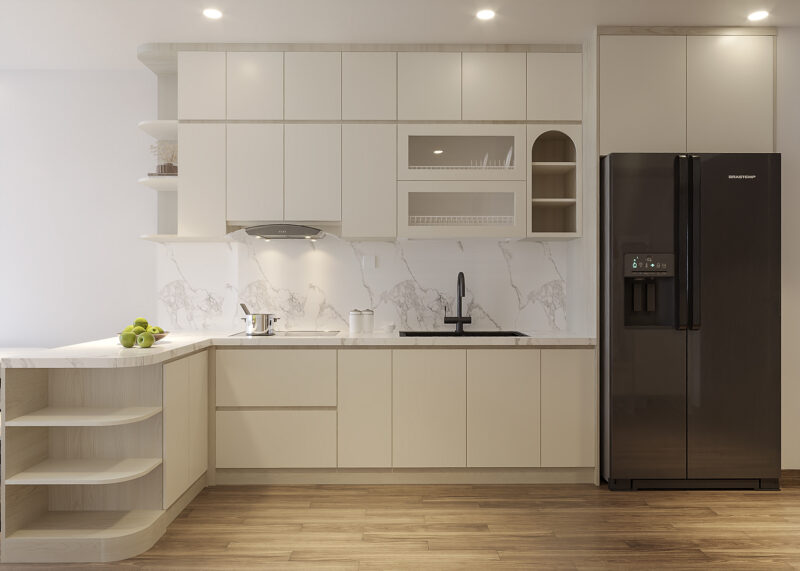 Tủ bếp gỗ công nghiệp 