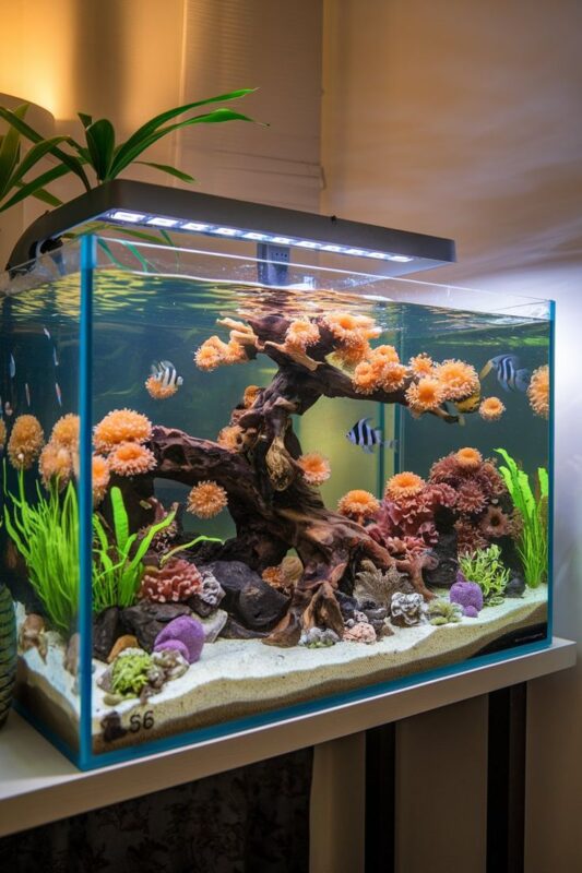 Bể cá thủy sinh tự nhiên trong phòng khách