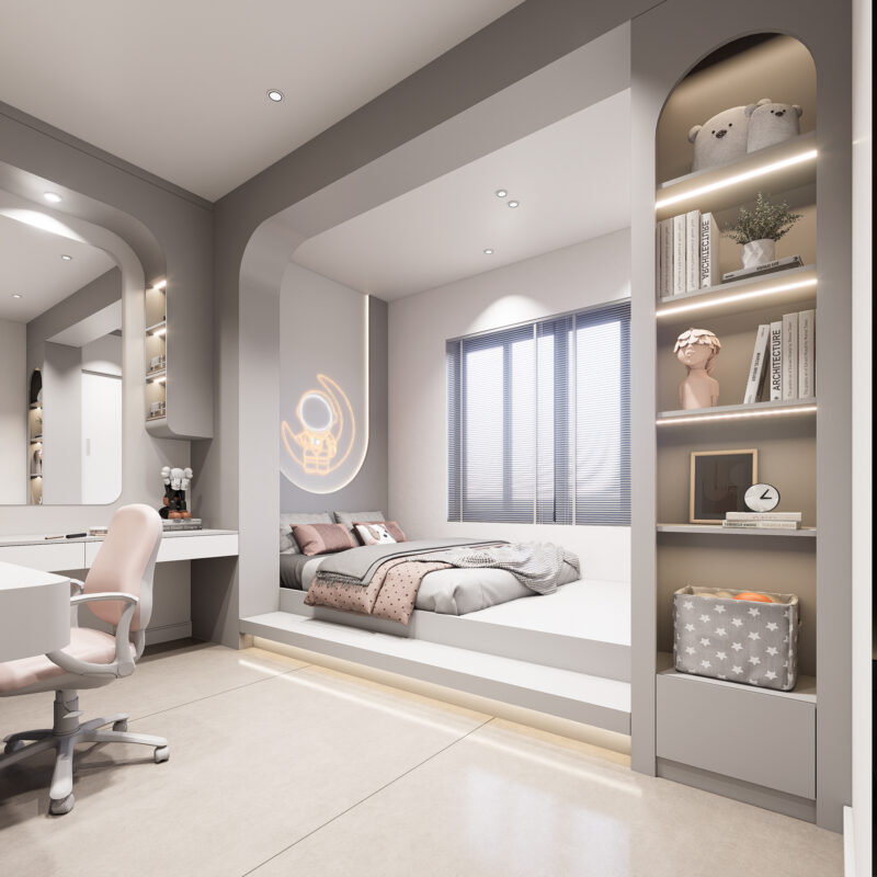 Mẫu phòng ngủ 3D cho bé gái