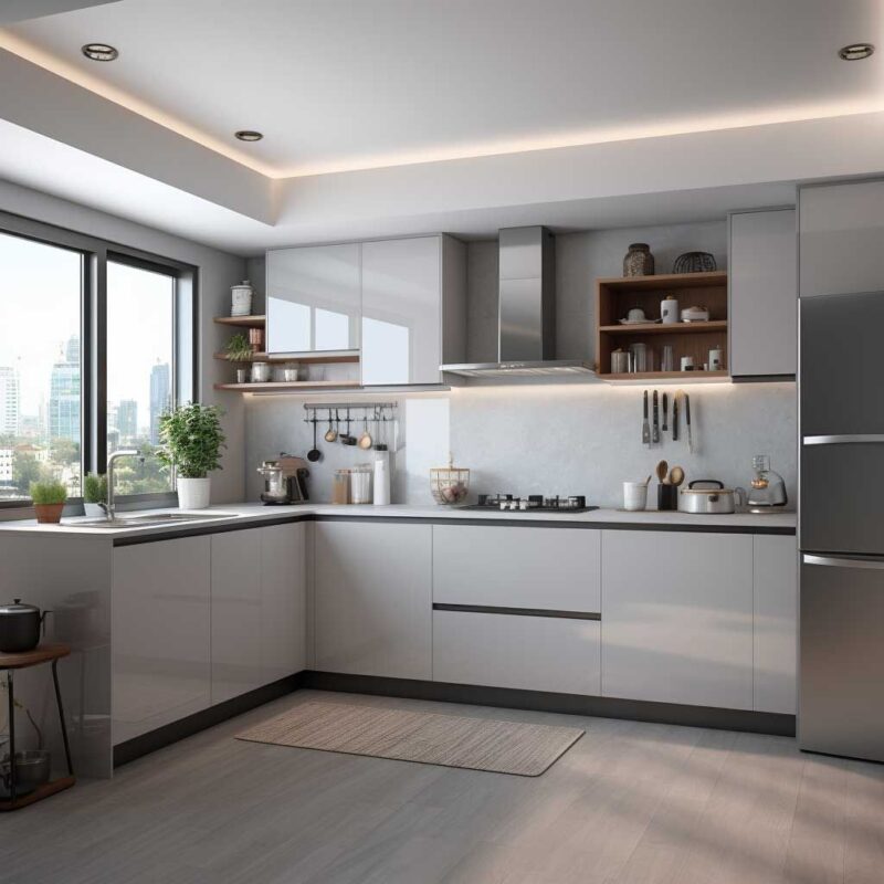 Mẹo chọn màu sắc và hướng phong thủy phòng bếp cho người mệnh Kim Mẫu bếp chữ L: Thiết kế bếp chữ L hiện đại hợp phong thủy mệnh Kim