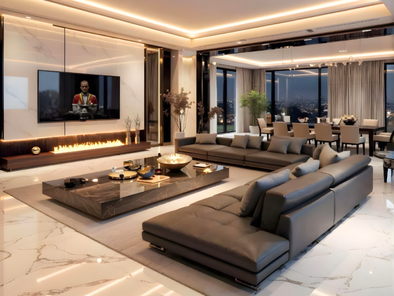 đèn trang trí phòng khách hài hòa với nội thất phòng khách hiện đại