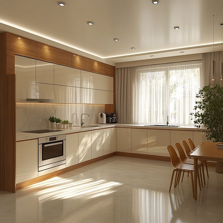 Nên làm tủ bếp nhựa hay gỗ công nghiệp? So sánh chi tiết 2 loại Tủ bếp phong cách hiện đại bề mặt phẳng