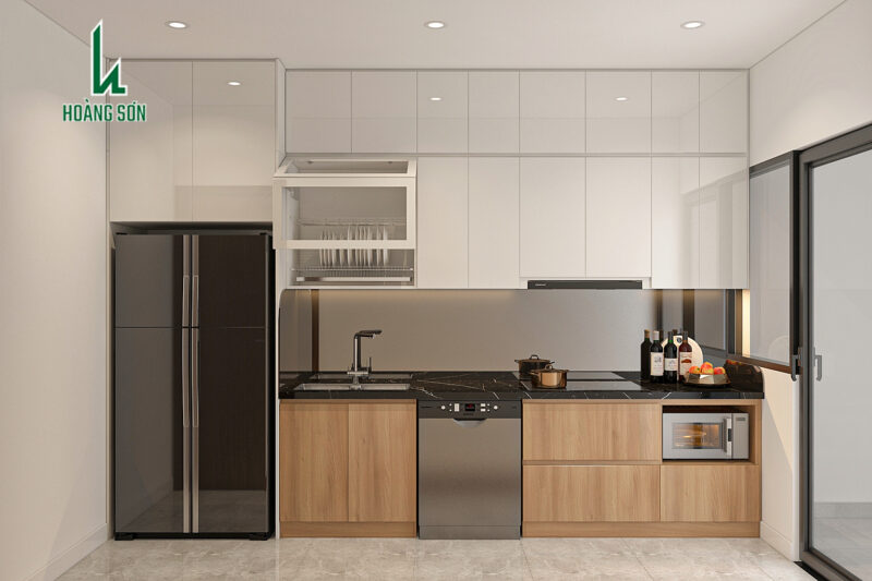 Tủ Bếp Chữ L, Chữ U Và Chữ I: Ưu Nhược Điểm Từng Loại Tủ bếp Acrylic bóng gương