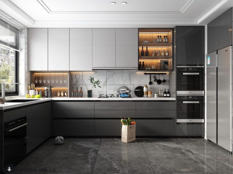 Top 10 mẫu tủ bếp nhôm kính đẹp nhất năm 2026 Tủ bếp