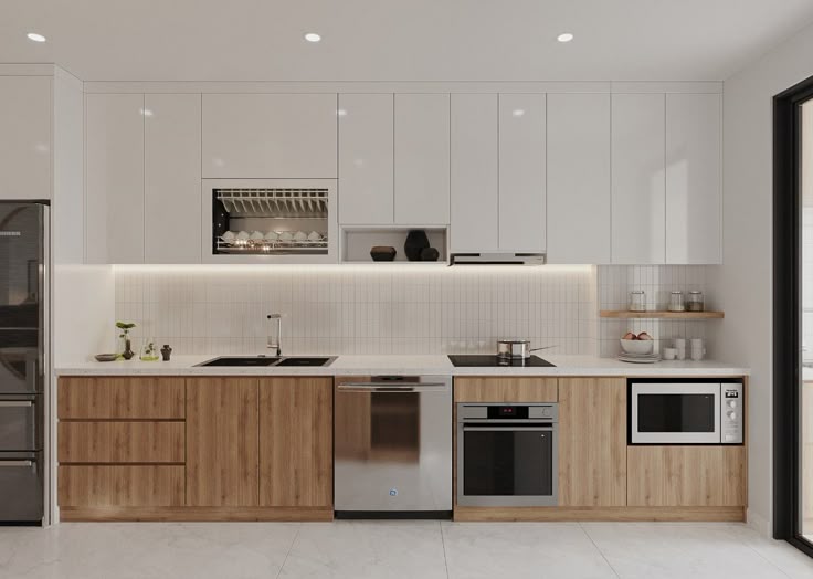 Cách bố trí tủ bếp chữ I tối ưu không gian và đầy đủ công năng Tủ bếp chữ I
