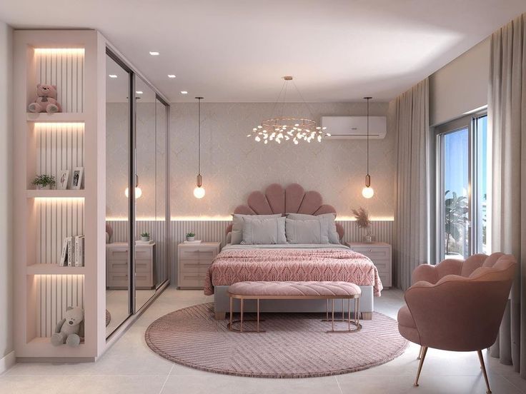 Cách trang trí phòng ngủ màu hồng đẹp, hiện đại Phòng ngủ. màu hồng