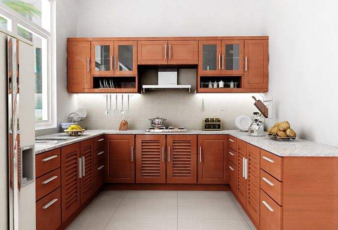 Tủ bếp gỗ sồi Nga 