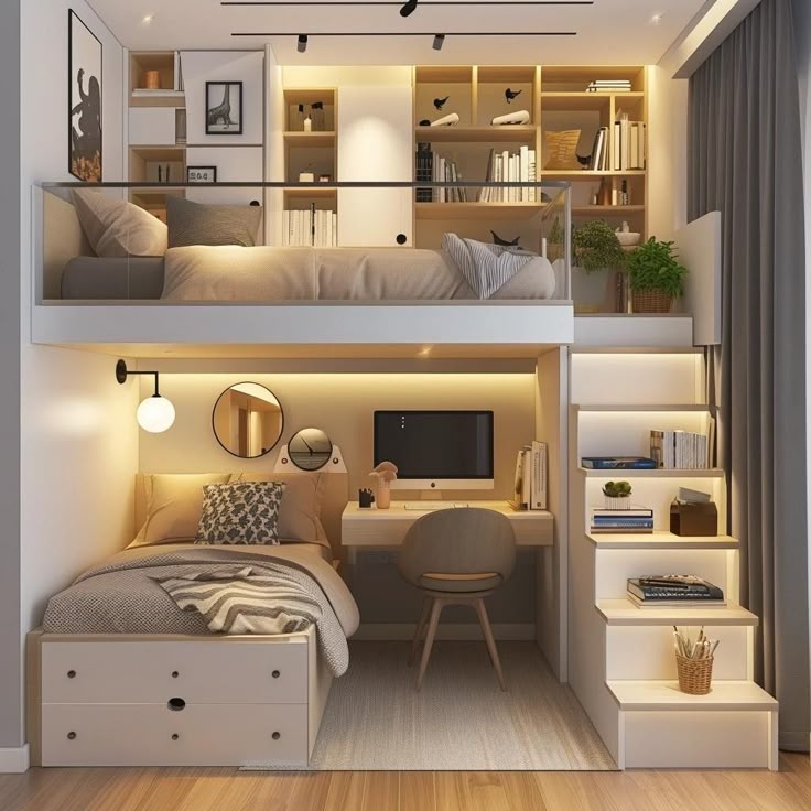 Cách trang trí phòng ngủ giường tầng công năng, hiện đại Phòng ngủ giường tầng