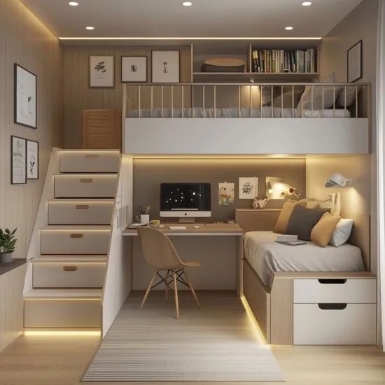 Cách trang trí phòng ngủ giường tầng công năng, hiện đại Phòng ngủ giường tầng