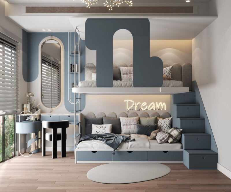 Cách trang trí phòng ngủ giường tầng công năng, hiện đại Phòng ngủ giường tầng