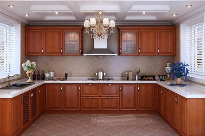Tủ bếp gỗ sồi Nga