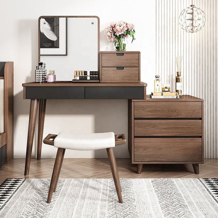 Bàn trang điểm gỗ óc chó 