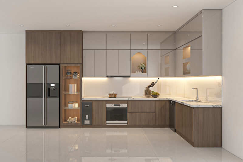 Bố trí phòng bếp hiện đại 