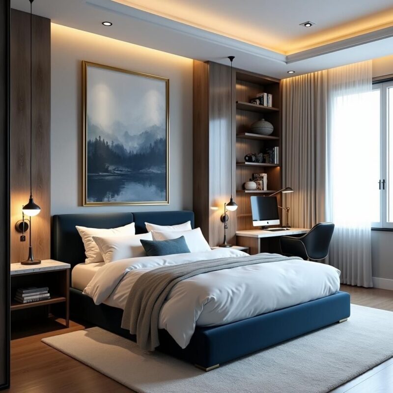 Cách trang trí phòng ngủ nhỏ cho nam hiện đại, công năng Phòng ngủ nhỏ cho nam
