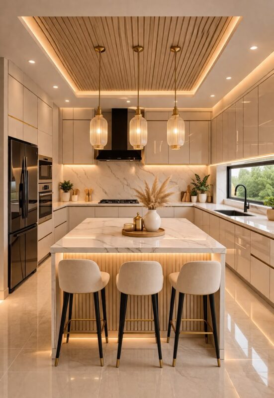 Tủ bếp có quầy bar 