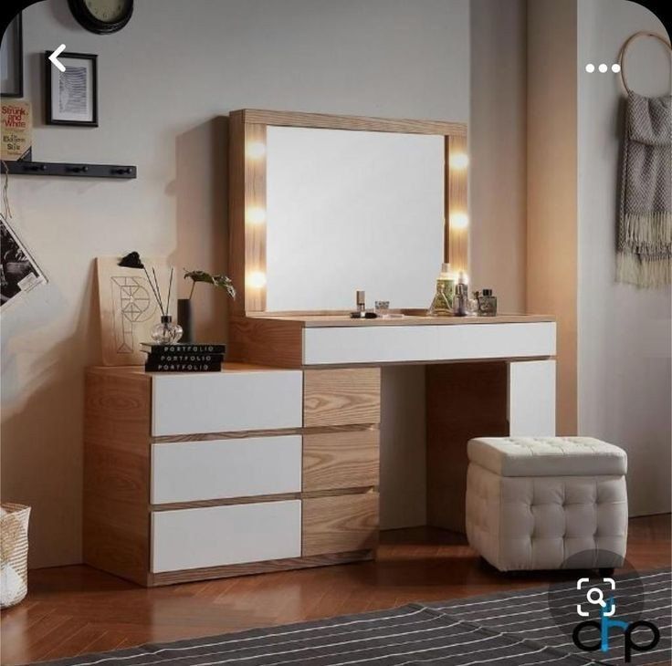 Các mẫu bàn trang điểm màu trắng có đèn tại Nội thất Hoàng Sơn Bàn trang điểm có đèn