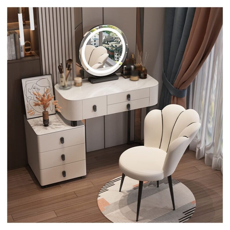 Các mẫu bàn trang điểm màu trắng có đèn tại Nội thất Hoàng Sơn Bàn trang điểm màu trắng có đèn