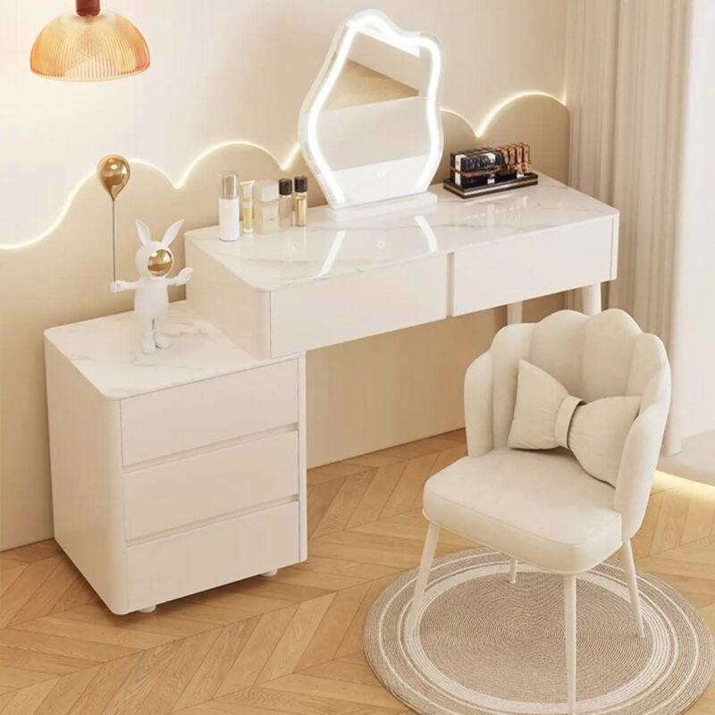Các mẫu bàn trang điểm màu trắng có đèn tại Nội thất Hoàng Sơn Bàn trang điểm màu trắng có đèn