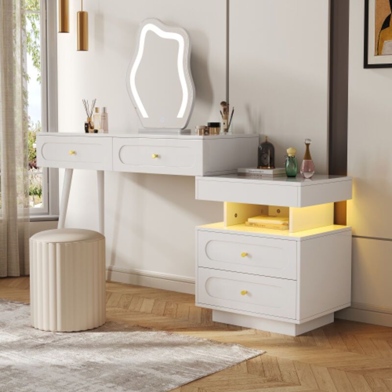 Các mẫu bàn trang điểm màu trắng có đèn tại Nội thất Hoàng Sơn Bàn trang điểm màu trắng có đèn