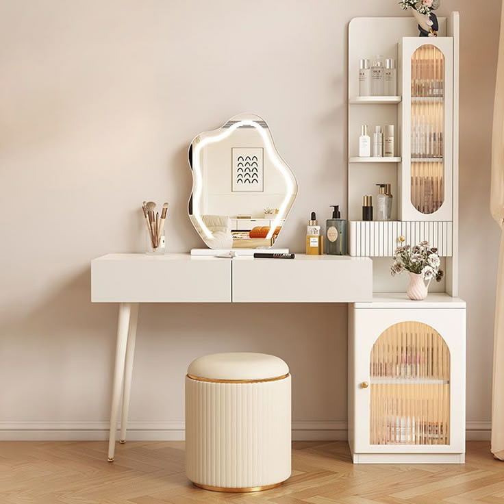 Cách trang trí phòng ngủ đơn giản cho con gái đẹp và hiện đại Sử dụng bàn trang điểm nini