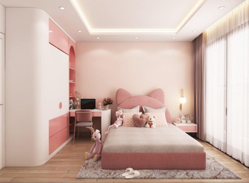 Cách trang trí phòng ngủ đơn giản cho con gái đẹp và hiện đại Sử dụng gấu bông và các phụ kiện trang trí
