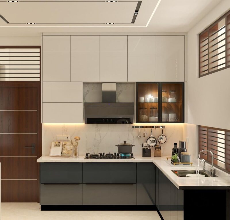 Tủ bếp nhôm kính