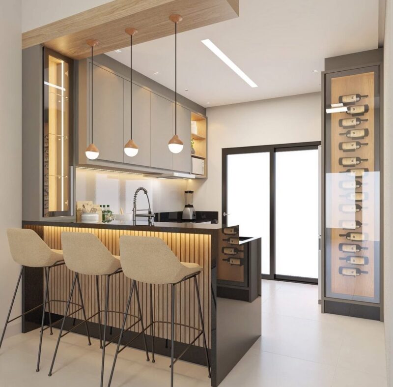 Tủ bếp có quầy bar 