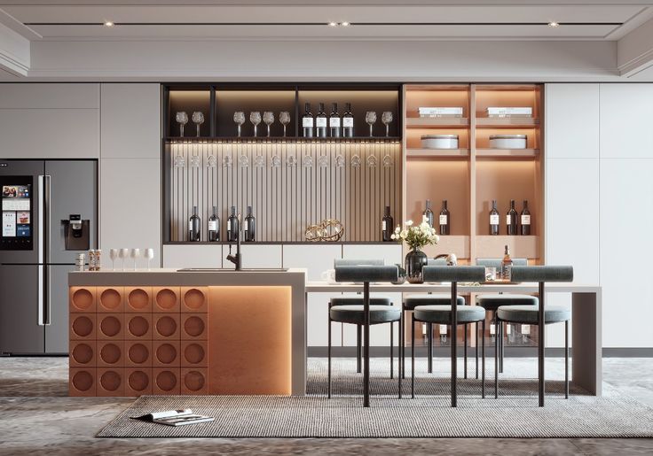 Tủ bếp có quầy bar 