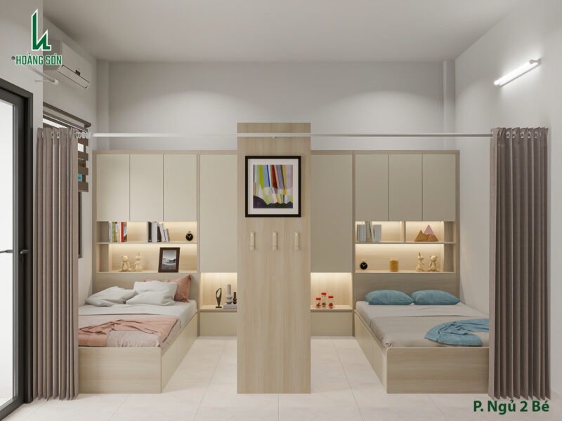 Bàn giao dự án thiết kế phòng ngủ đôi cho hai bé nhà chị Nhi - Nhà bè