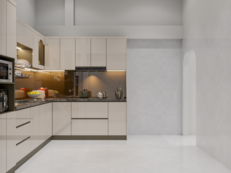 Bàn giao dự án thiết kế tủ bếp cho chị Dinh quận 11, TP.HCM Tủ bếp chữ L giúp tối ưu công năng hiệu quả