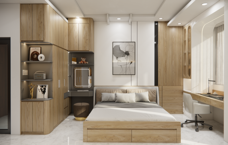 Bàn giao dự án thiết kế phòng ngủ cho nhà anh Phúc quận 8 
