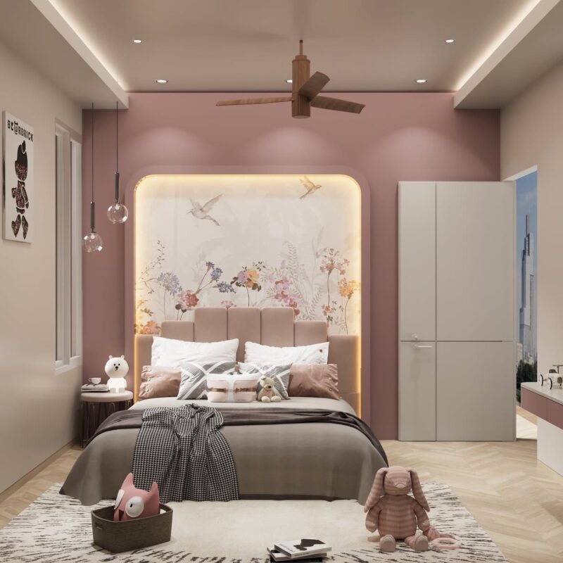 Phòng ngủ màu tím lavender thư Thái 