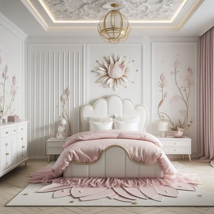 Các mẫu phòng ngủ phòng ngủ tân cổ điển cho bé gái Phòng ngủ tân cổ điển cho bé gái