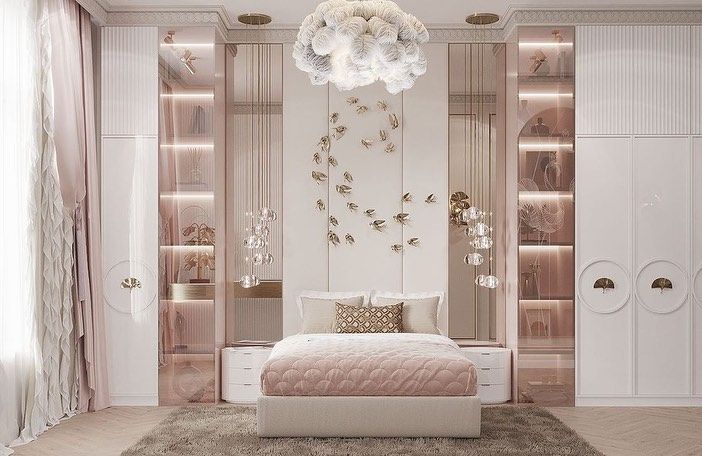 Các mẫu phòng ngủ phòng ngủ tân cổ điển cho bé gái Phòng ngủ tân cổ điển cho bé gái