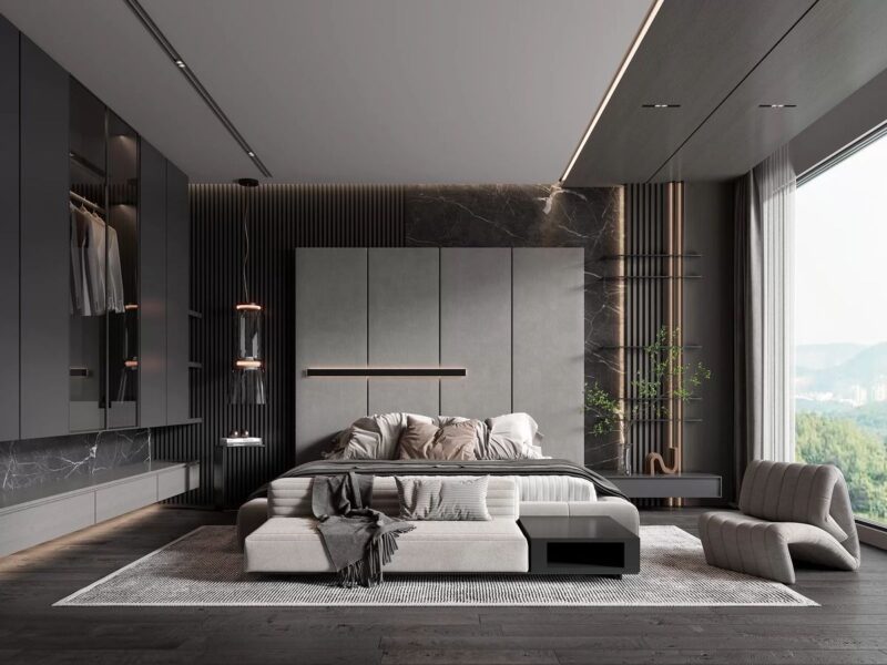 Tổng hợp các mẫu phòng ngủ tông màu xám tại Nội thất Hoàng Sơn Phòng ngủ tông màu xám