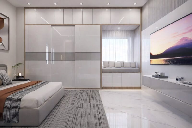 Tổng hợp các mẫu tủ âm tường phòng ngủ đẹp tại Nội thất Hoàng Sơn Tủ âm tường phòng ngủ