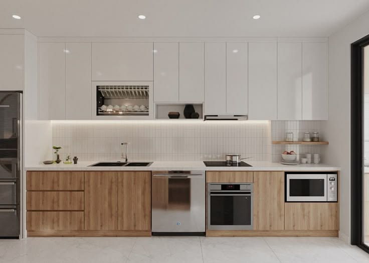 Những lưu ý khi thiết kế tủ bếp cho người lớn tuổi Tủ bếp chữ I nhỏ gọn