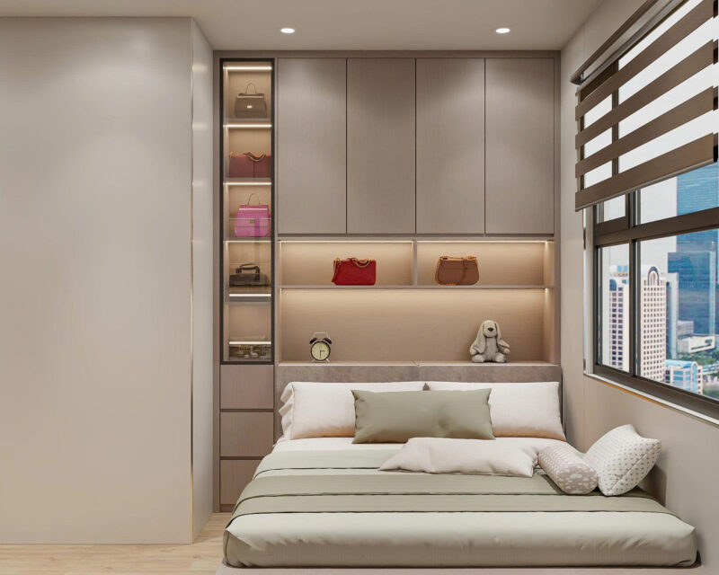 Bàn giao dự án thiết kế phòng ngủ cho nhà chị Vân quận 8, TP.HCM Dự án thiết kế phòng ngủ cho nhà chị Vân quận 8