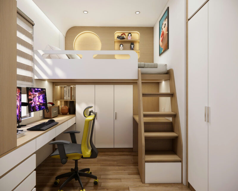 Bàn giao dự án thiết kế phòng ngủ giường tầng cho nhà anh Đạt, quận 8 TP.HCM Bàn giao dự án thiết kế giường tầng cho nhà anh Đạt quận 8