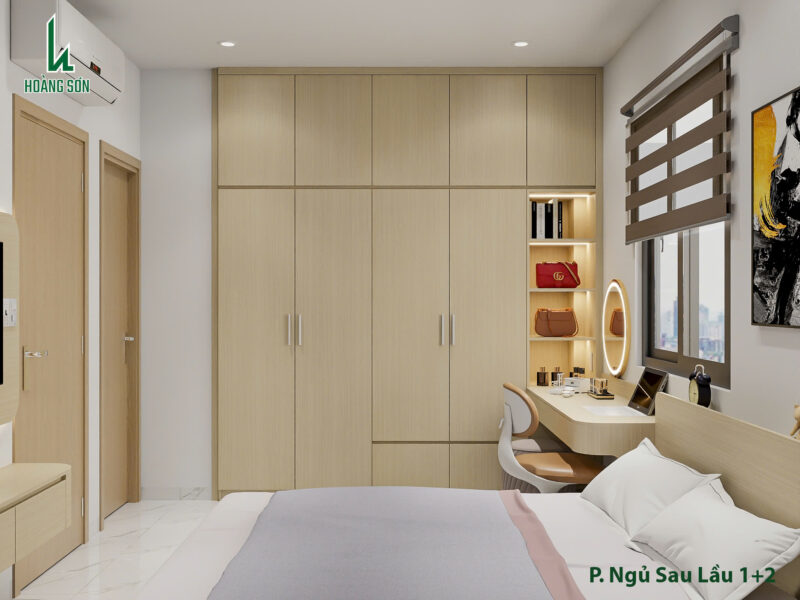 Hệ tủ quần áo cao kịch trần giúp tiết kiệm diện tích tối đa 