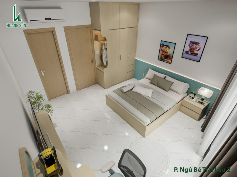 Thiết kế phòng ngủ cho bé trai nhà chú Kế, Tân Bình TP.HCM Tab đầu giường trang trí