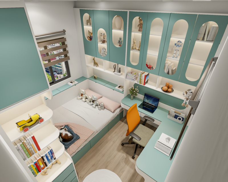 Bàn giao dự án thiết kế phòng ngủ cho nhà chị Thuỷ Thủ Đức, TP.HCM Hệ tủ trang trí treo tường