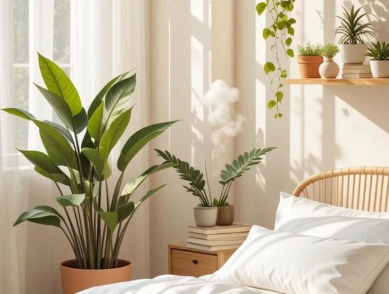 Tổng hợp các mẫu trang trí phòng ngủ đơn giản, đẹp và tiện nghi Cây xanh trong phòng ngủ