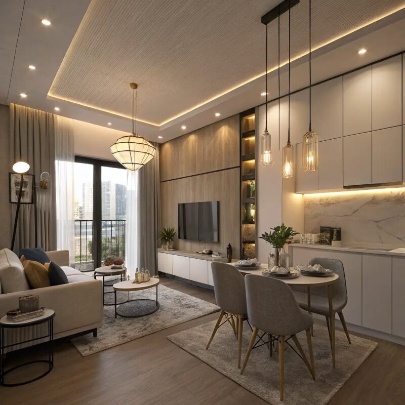 Mẫu căn hộ 1 phòng ngủ đẹp, hiện đại và sang trọng Mẫu căn hộ 1 phòng ngủ 30m²