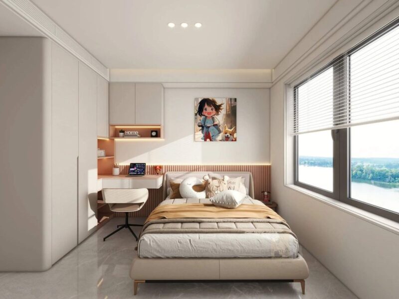 Mẫu nội thất phòng ngủ 3D 8m²