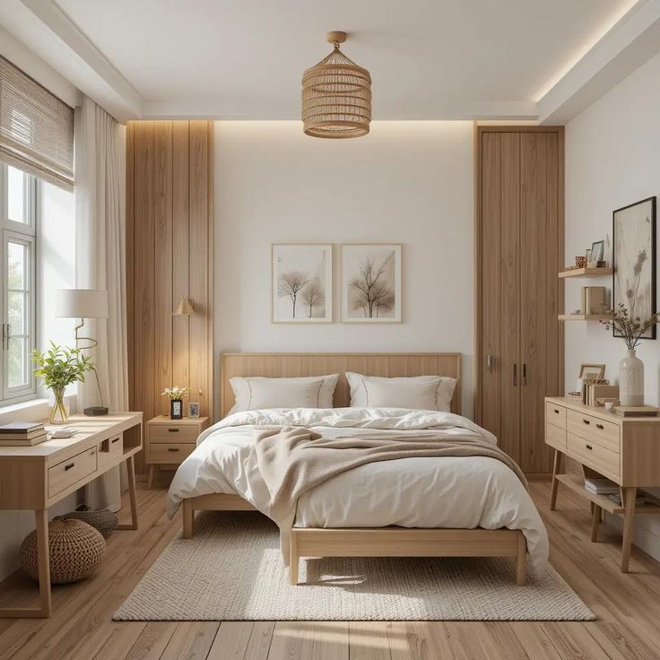 Cách trang trí phòng ngủ hẹp trông rộng hơn Phòng ngủ phong cách Hàn Quốc