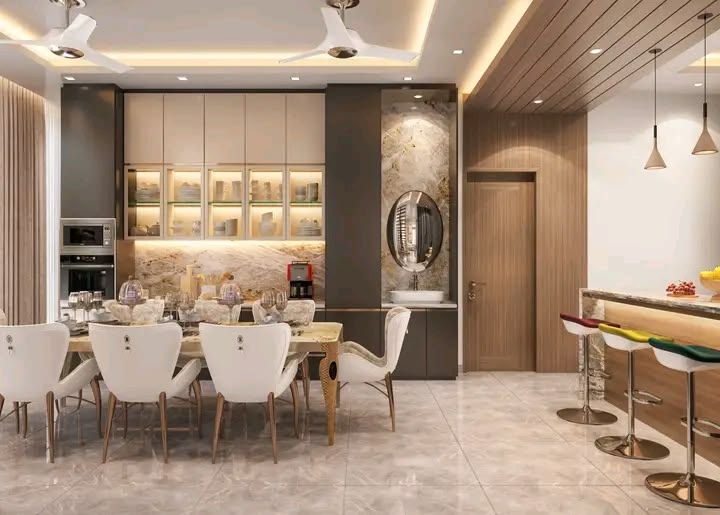 Mẫu thiết kế phòng khách thông phòng bếp cho căn hộ chung cư Thiết kế phòng khách thông phòng bếp