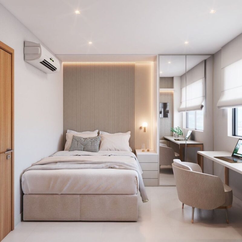 Cách trang trí phòng ngủ hẹp trông rộng hơn Trang trí phòng ngủ hẹp