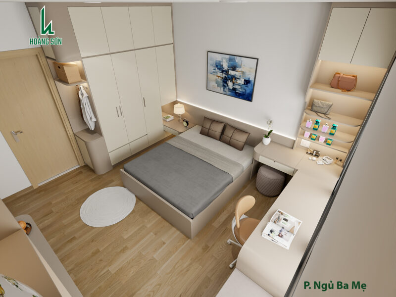 Hệ tủ quần áo cao kịch trần giúp tiết kiệm diện tích phòng 